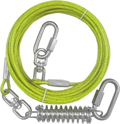 Hundeleinenkabel mit Drehhaken und Stoßfeder, robuste Hundeleinen für Garten und Camping, Hundeleine, Läufer für große Hunde von Miao Chuai