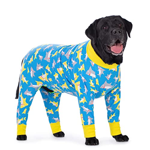 Hunde-Pyjama, Overall für mittelgroße und große Hunde, leichter Hunde-Pyjama, Einteiler, Hemd für große Hunde nach Operationen, voller Bauch (26, blauer Dinosaurier) von Miaododo