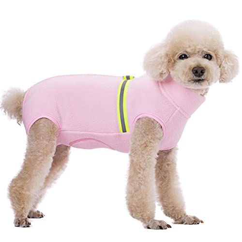 Miaododo Fleece-Weste Hundepullover mit D-Ring-Leine, Winter-Pullover für kleine und mittelgroße Hunde, Größe XL, Rosa von Miaododo