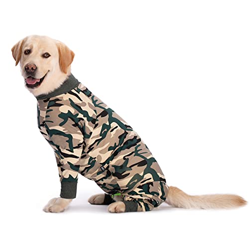 Miaododo Hund Onesie Pyjama für mittelgroße Hunde, professioneller chirurgischer Heilungsanzug für verschüttete Allergien, Anti-Lecken, Narbenschutz, Hunde-Pyjama-Kleidung (34, Camouflage) von Miaododo