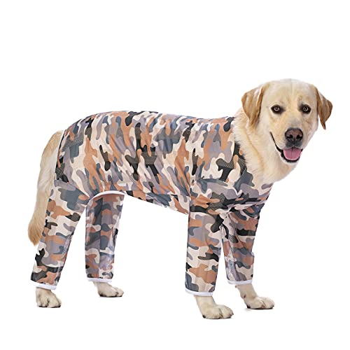 Miaododo Leichter Genesungs-Chirurgie-Genesungsanzug für große, mittelgroße Hunde, Camouflage, schnell trocknend, T-Shirts, Bodysuit, PJS, Ganzkörper zum Ausfallen, verhindert Lecken, Wundschutz (36) von Miaododo