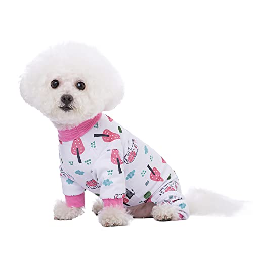 Miaododo Pink Sheep Puppy Dog Christmas Pyjama Hoodie Cute Pet Hund Katze Kleidung Kostüm Pullover für kleine mittelgroße Hunde Mädchen Jungen Pjs Einteiler Shirt Weiß Rosa XL von Miaododo