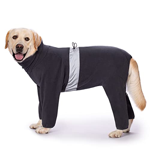 Miaododo Polar Fleece Hundebekleidung Winter für mittelgroße und große Hunde, Thermo-Hundejacke, Einteiler Jumpsuits Outfits,für Jungen oder Mädchen, Reißverschluss auf der Rückseite (28, dunkelgrau) von Miaododo