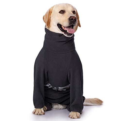 Miaododo Polar Fleece Hundebekleidung Winter für mittelgroße und große Hunde, Thermo-Hundejacke, Einteiler Jumpsuits Outfits,für Jungen oder Mädchen, Reißverschluss auf der Rückseite (32, dunkelgrau) von Miaododo