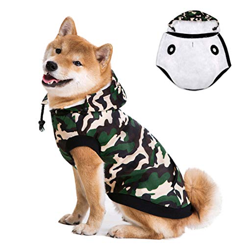 Miaododo Warme Hundejacke mit Fleece-Futter, winddicht, Camouflage, Wintermantel für kaltes Wetter, Hundejacke für kleine, mittelgroße und große Hunde (L(Brustumfang: 65 cm, Rückenlänge: 47 cm) von Miaododo