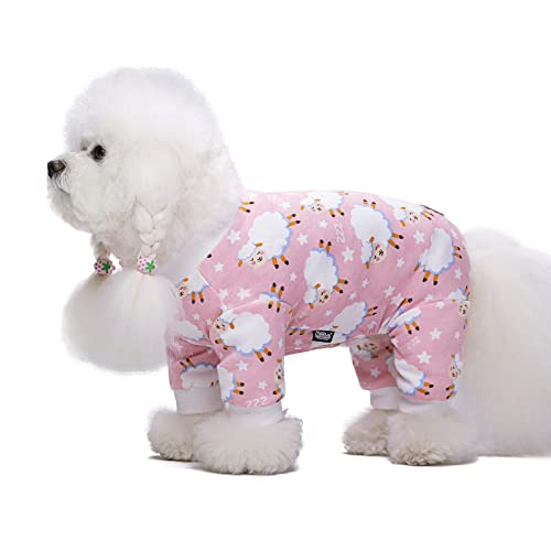 Rosa Welpe Weihnachten Hund Kleidung Pyjama für kleine mittelgroße Hunde Mädchen Jungen Lustige Haustier Katze Hund Shirts Kostüm Pullover Pjs Onesie Shirt Doggie Onesies Katze Haustier Outfit von Miaododo