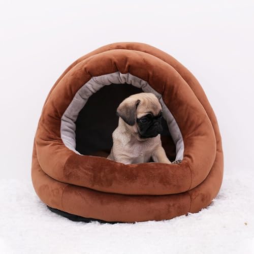 Katzenbett für kleine Hunde, Welpen, Kätzchen, Kaninchen, waschbares Hunde- und Katzenkuschelbett, faltbar, warm, Haustierbett, Haus, flauschig, für den Innenbereich, beruhigendes Bett (70 x 60 x 60 von Miaogoo