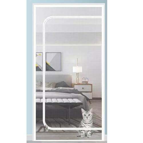 Miaogoo Balkontür mit Reißverschluss, Anti-Mückengitter Tür Mesh Durable Slft Adhesive Door Fly Mesh, Luftbelüftung, Schiebetür Französische Tür Mesh (100 x 200 cm, Weiß-C) von Miaogoo