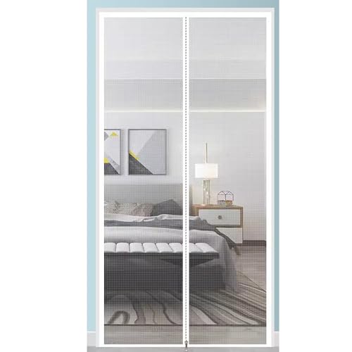 Miaogoo Balkontür mit Reißverschluss, Anti-Mückengitter Tür Mesh Durable Slft Adhesive Door Fly Mesh, Luftbelüftung, Schiebetür Französische Tür Mesh (110 x 220 cm, Weiß Mitte) von Miaogoo