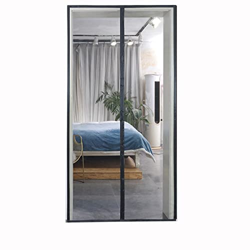 Miaogoo Balkontür mit Reißverschluss, Anti-Mückengitter Tür Mesh Durable Slft Adhesive Door Fly Mesh, Luftbelüftung, Schiebetür Französische Tür Mesh (120 x 220 cm, Schwarz-Mitte) von Miaogoo