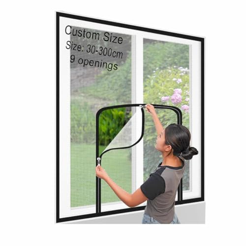 Miaogoo Fensterschutznetz in individueller Größe, selbstklebendes Fensterschutznetz mit Reißverschluss, abnehmbares Fenster-Sicherheitsnetz (individuelle Größe) von Miaogoo