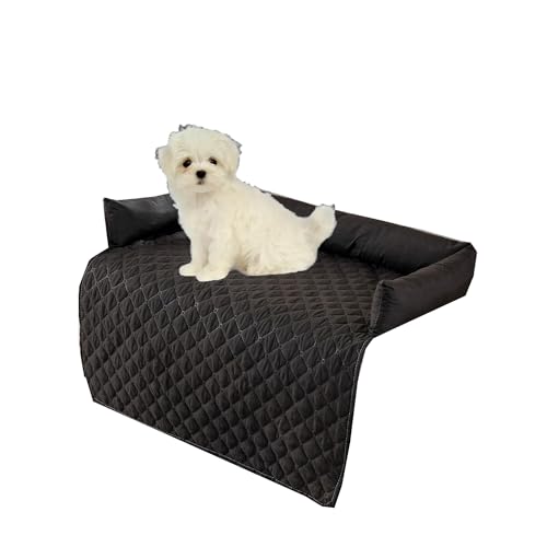 Miaogoo Haustier-Sofa-Bett Möbelschutz, Hund Katze Schlafbett Rutschfest Wasserdicht Sofa Bett Decke Bett, waschbar, beruhigendes Hundebett (75 x 75 cm, Schwarz) von Miaogoo