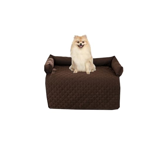 Miaogoo Schutzbezug für Hundesofa, wasserdicht, für mittelgroße und große Hunde und Katzen, beruhigende Matte mit erhöhtem Rand, leicht zu reinigen (75 x 75 cm, Braun) von Miaogoo