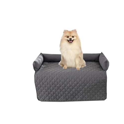 Miaogoo Schutzbezug für Hundesofa, wasserdicht, für mittelgroße und große Hunde und Katzen, beruhigende Matte mit erhöhtem Rand, leicht zu reinigen (75 x 75 cm, Dunkelgrau) von Miaogoo