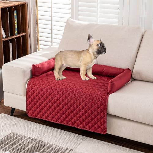 Miaogoo Strapazierfähiges Hundebett Kissen-Sofabezug, weich, waschbar, Möbelschutz, Katzen- und Hundeschlafmatte, waschbar, wasserdicht, Haustierbett für Hunde und Katzen (75 x 75 cm, rot) von Miaogoo