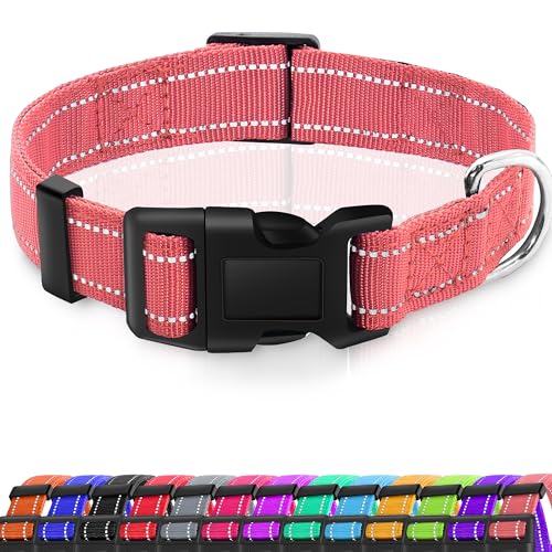 Miavers Reflektierendes Hundehalsband, verstellbares Nylon-Halsband, geeignet für kleine, mittelgroße und große Hunde (klein, rosa (2 Halsbänder), 2 Stück von Miavers