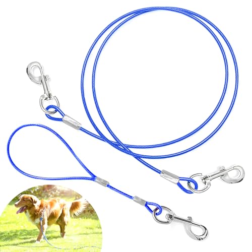 Hundeleine, 6.6 Ft Kausichere Hundeleine mit Abnehmbarem Griff Metall Kabel Hundeleine Haustier Tie-Out Leinen Hundeleine aus Stahldraht für kleine Hunde Mittlere Hunde und Große Hunde von Micacorn