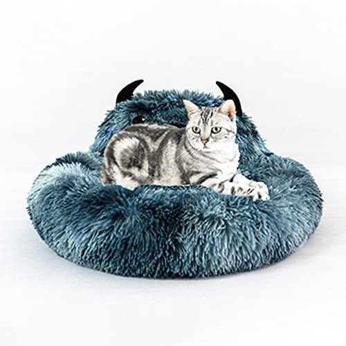 Michorinee Hundebett Katzenbett Haustier Kissen Flauschig Waschbar Rund für Große Hunde und Katzen Kitten Bett Brau Niedlich Modern Warm Winter Plüsch Hundesofa Katzenkissen (70cm) von Michorinee