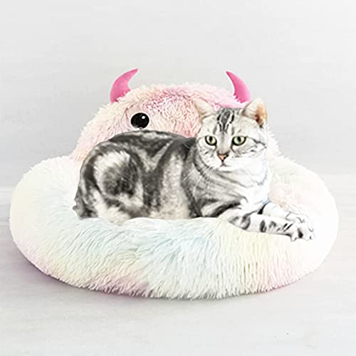 Michorinee Hundebett Katzenbett Haustier Kissen Flauschig Waschbar Rund für Große Hunde und Katzen Kitten Bett Bunt Niedlich Modern Warm Winter Plüsch Hundesofa Katzenkissen (70cm) von Michorinee