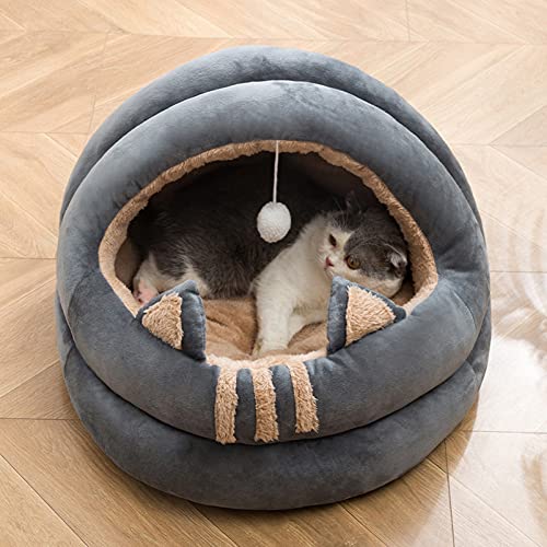 Michorinee Katzenbett Hundebett Haustier Kissen Waschbar Flauschig für Große Hunde und Katzen Kitten Bett Grau Rund Modern Warm Winter Plüsch Katzensofa Hundekissen (40cm) von Michorinee