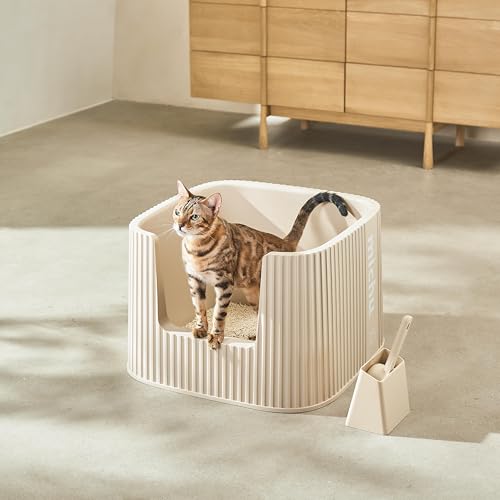 Michu XXL Container Katzentoilette mit Schaufel, stilvoll und funktional für Indoor-Katzen, 55 cm L x 55 cm B x 36 cm H, Boba von Michu