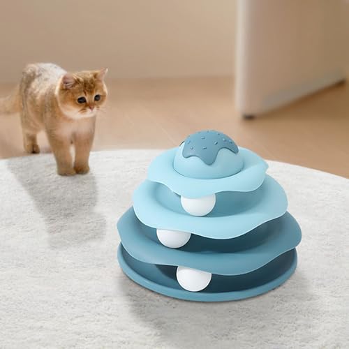 Katzenballbahn-Spielzeug, mehrlagiges Drehteller, Ballspielzeug, Eiscreme-Form, Katzenspielzeug, Katzenballturm, Turm der Schienen, ansprechender Spaß für Indoor-Katzen, abnehmbar und leicht zu von Micozy