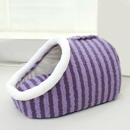 Kuscheliges Haustierbett,Indoor-Bett mit herausnehmbarer Matratze,Kleine Katzenbetten für Hauskatzen,rutschfeste waschbare weiche Haustier-Schlupfhöhle Schlafsack für kleine mittlere (Purple, L) von Micozy