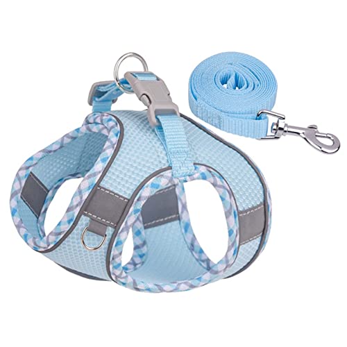 Micozy Brustgeschirre für Hunde,Hundegeschirr,Reflektierend Atmungsaktiv Brustgeschirr,Air-Mesh Brustgeschirr,für Kleine Hunde, Katzen (Babyblau, L) von Micozy