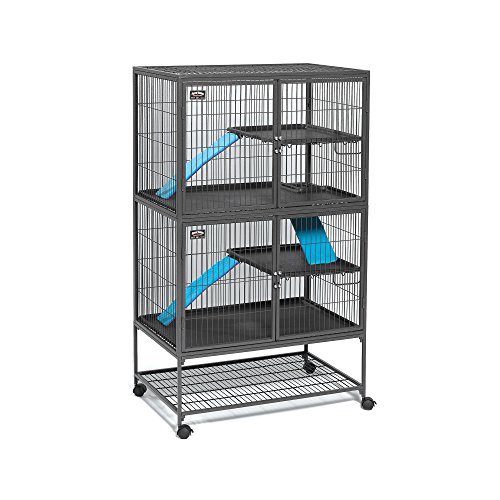 MidWest Homes for Pets Deluxe Ferret Nation Modell 182 Kleintierkäfig, Doppeleinheit, Maße montierter Käfig ca. 91 x 61 x 160 cm (L x B x H), Quarzgrau von MidWest Homes for Pets