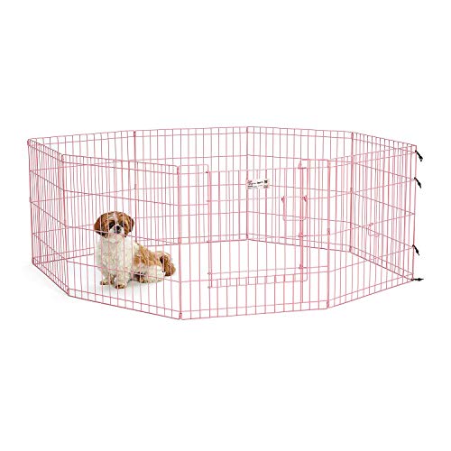 MidWest Homes for Pets 524DRPK Laufstall, Haustier-Spielgehege, faltbar, Metall, mit Tür, 61 x 61 cm (B x H), rosa von MidWest Homes for Pets