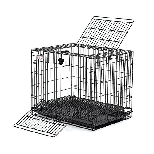 MidWest Homes for Pets Wabbitat Modell 151 Kaninchenkäfig, faltbar, 64 cm lang, mit Bodengitter mit Gitterabständen von 1,3 cm und entfernbarer Kunststoff-Bodenwanne, schwarz von MidWest Homes for Pets