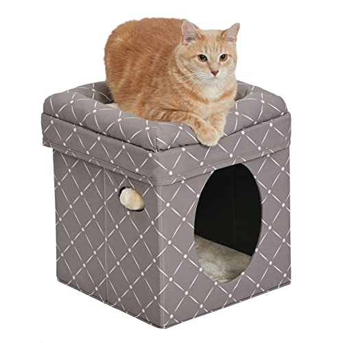 MidWest Homes for Pets Modell 137-MRD Katzenhaus, Katzenwürfel, modisches, pilzfarbenes Rautenmuster, ca. 39 x 39 x 42 cm (L x B x H) von MidWest Homes for Pets