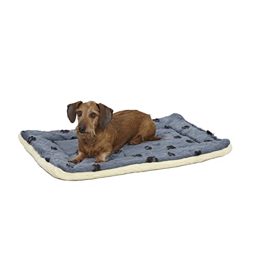 MidWest Homes for Pets Modell 40230-FVBLS Haustierbett, wendbar, mit Pfotenmuster in Blau/Weiß, Hundebett, 72 x 50 x 7,6 cm (L x B x H), für mittelgroße Hunderassen, Maschinenwäsche, blau von MidWest Homes for Pets