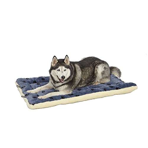 MidWest Homes for Pets Modell 40248-FVBLS Haustierbett, wendbar, mit Pfotenmuster in Blau/Weiß, Hundebett, 115 x 71 x 9,7 cm (L x B x H), für sehr große Hunderassen, Maschinenwäsche, blau von MidWest Homes for Pets