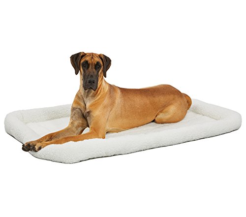 MidWest Homes for Pets Modell 40254 Haustierbett für Hund, 137 cm lang, Fleece, bequemes Polster, passend für 137 cm lange Hundebox, pflegeleicht, maschinenwaschbar und trocknergeeignet, weiß von MidWest Homes for Pets