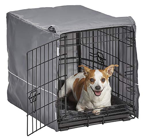 MidWest Homes for Pets New World Hundekäfig-Set mit Doppeltür, inkl. Einer zweitürigen Hundebox, passendem grauem Hundebett und grauem Hundekäfigbezug, 61 cm, ideal für kleine Hunderassen von MidWest Homes for Pets