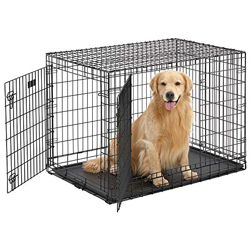 MidWest Homes for Pets Ultima Pro Series 742UP Hundebox, 107 cm lang, sehr stabil, Doppeltür, faltbar, aus Metall, mit Trenneinsatz, bodenschonenden „Rollfüßen“ und auslaufsicherer Wanne von MidWest Homes for Pets