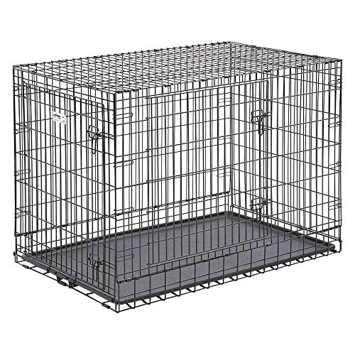 MidWest Homes for Pets Ultima Pro Series 748UP Hundebox, 122 cm lang, sehr stabil, Doppeltür, faltbar, aus Metall, mit Trenneinsatz, bodenschonenden „Rollfüßen“ und auslaufsicherer Wanne von MidWest Homes for Pets