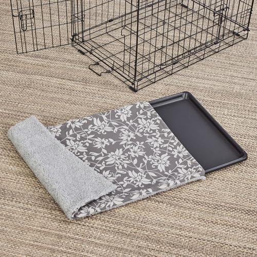 Midwest Quiet Time Wende-Kisten-Abdeckung, 61 cm, Grau, Blumenmuster/Fleece von MidWest Homes for Pets