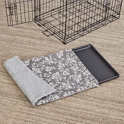 Midwest Quiet Time Wende-Kisten-Pfannenabdeckung, 76,2 cm, Grau, Blumenmuster/Fleece von MidWest Homes for Pets