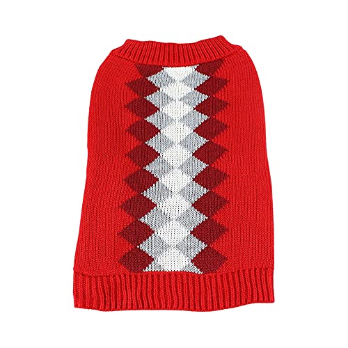 Midlee Argyle Hund Pullover (klein, rot) von Midlee