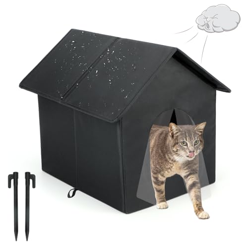 Midollarle Wetterfestes Katzenhaus für den Außenbereich mit warmer Matte, groß, zusammenklappbar, Wildkatzen-Unterstände für alle Jahreszeiten, Outdoor/Indoor-Katzen, isoliertes Katzenbetthaus für von Midollarle