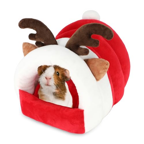 Midollarle Meerschweinchen-Bett, niedliches Elch-Design, Hamster-Versteck mit warmem Bett, einzigartiges kleines Tierhaus & Geschenk für Weihnachten von Midollarle