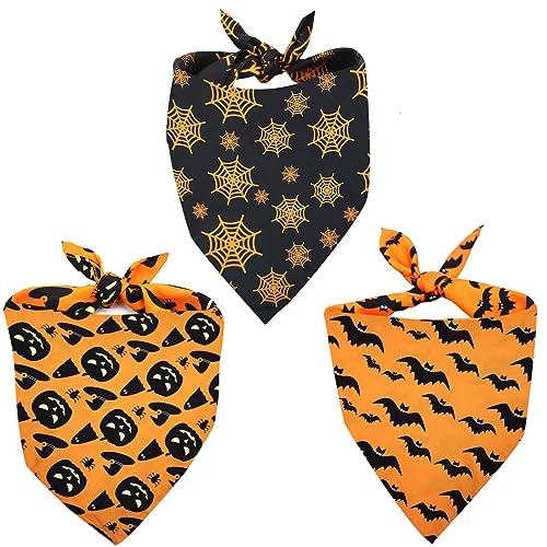 Halloween-Hundehalstücher, 3 Stück, Herbst-Haustier-Schal für Halloween, Kürbis, Fledermaus, Spinnennetz, Cosplay, Halloween-Kostüm, wendbares Dreieck-Lätzchen, Halsband für große Hunde, Jungen, von Midufrry