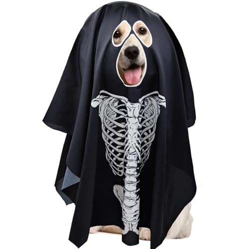 Halloween-Skelett-Hundekostüm, schwarzer Haustier-Geisterumhang, Ponch, lustiger Pullover, Umhang, Kleidung für mittelgroße und große Hunde, Cosplay, Rollenoutfit, gruseliges von Midufrry