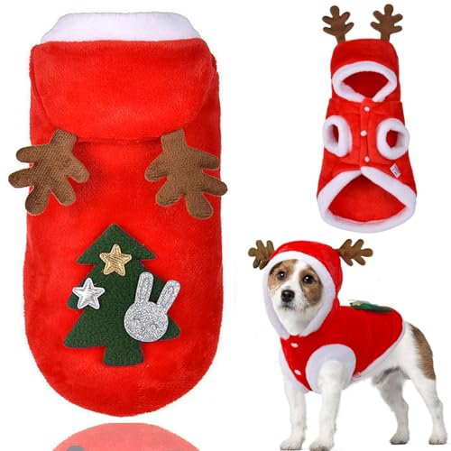 Hunde-Weihnachtskostüme, Haustier-Pullovermantel, Welpe, Weihnachtsmann, Rentier, Outfit, Winter-Kapuzenpullover, warme Weste, Kleidung, Overall Bekleidung für kleine mittelgroße Hunde, Katzen, Party, von Midufrry