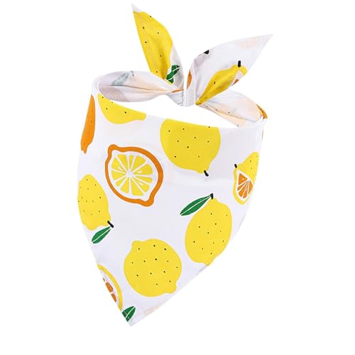 Fruit Dog Bandana – Dreieckstuch mit niedlichem Obstmuster | Cartoon-Hunde-Dreieck-Lätzchen, Obstdruck, Haustier-Halstuch für Haustiere, Hunde, große Hunde (Gelb) von Mifeiwukawa