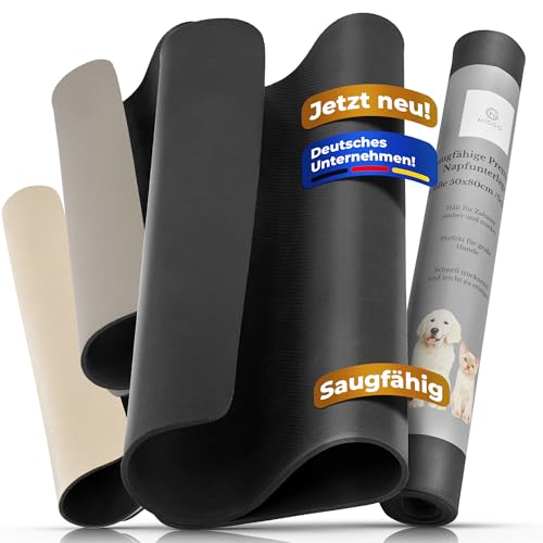 Miggo® Saugfähige Premium Napfunterlage für Katzen und Hunde 70x100 cm Schwarz Futtermatte Futterunterlage Hundenapf Fressnapf Katze rutschfeste Unterlage Für Futter, Wasser, Brunnen, Kunstleder XXL von Miggo