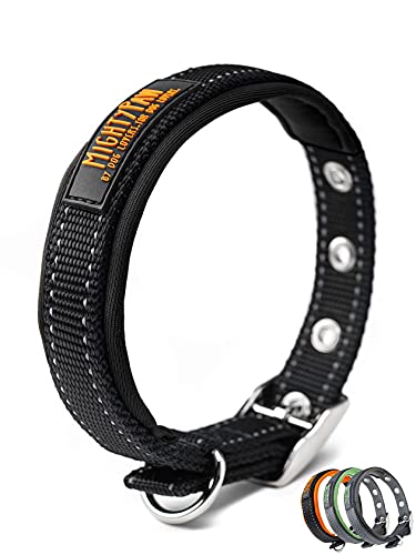 Mighty Paw Ultraweiches Hundehalsband | Gepolstertes Komfort-Haustierhalsband mit Neoprenfutter Hergestellt mit gut sichtbarem, reflektierendem Faden und wetterfestem Nylon Passend für kleine, mittelgroße und große Rassen von Mighty Paw