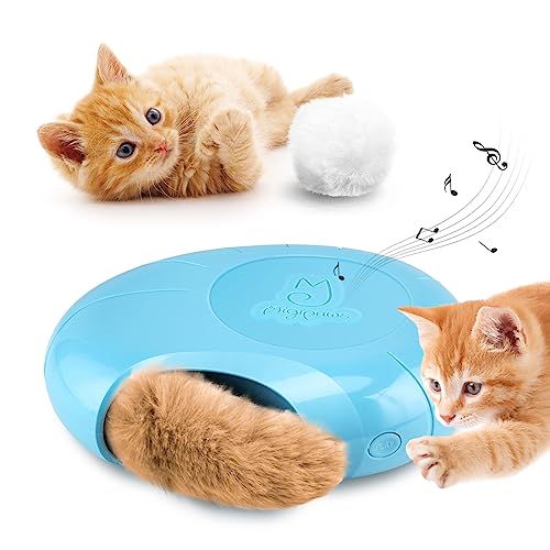 Migipaws Katzenspielzeug, elektrisch,interaktiv,Plüschball und -Schwanz mit Katzenminze,quietschendes Versteckspiel in einem Mäuseloch, intelligenter Kätzchen-Teaser, Unregelmäßige Bewegung von Migipaws